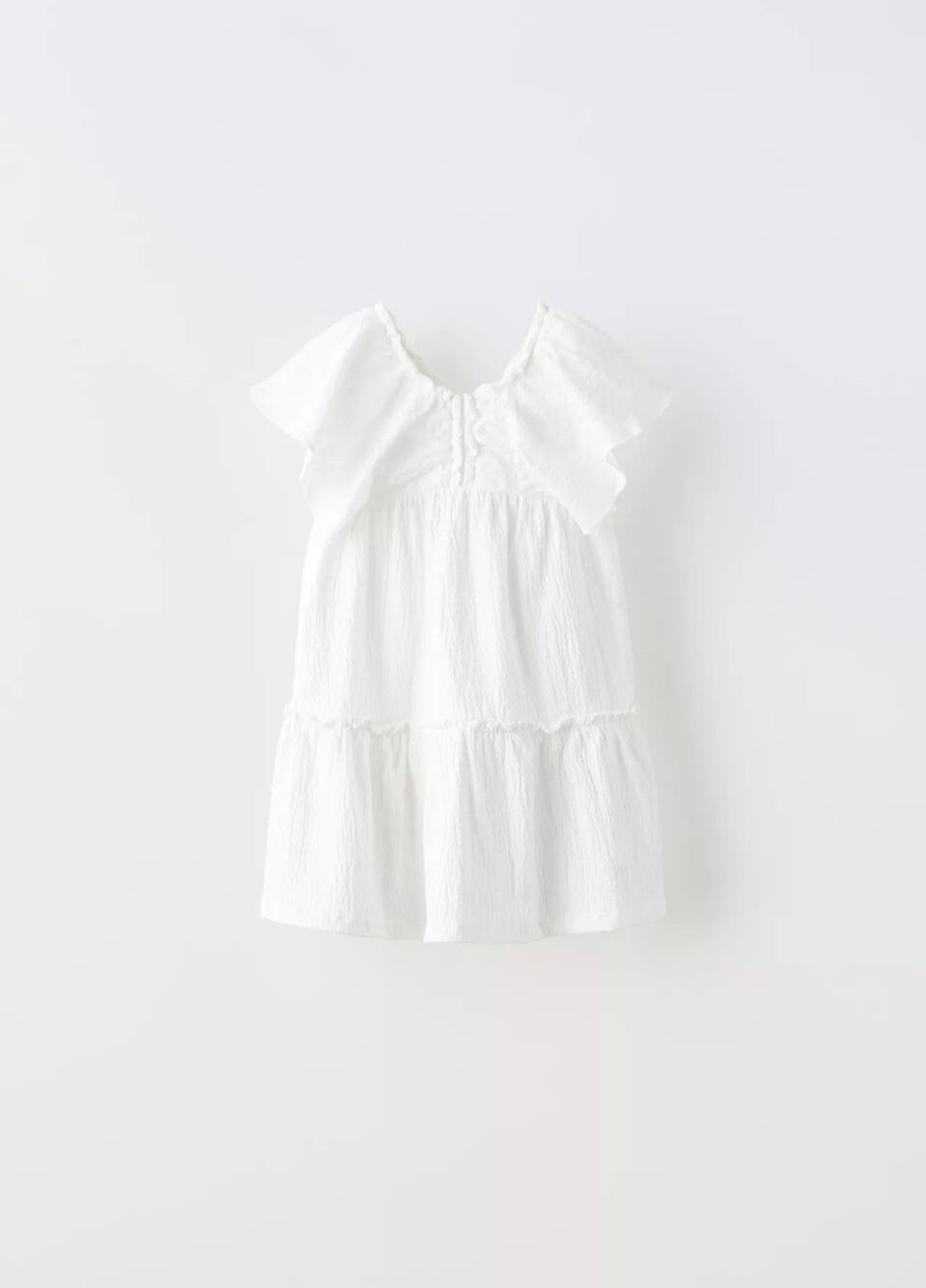 ZARA Girls White Textured Ruffled Dress size 2-3 Years